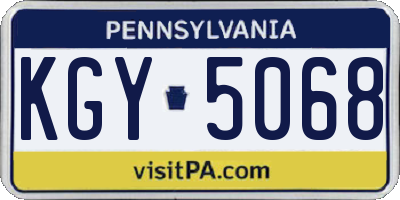 PA license plate KGY5068