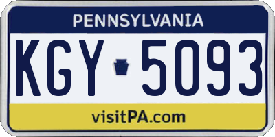 PA license plate KGY5093