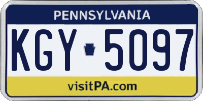 PA license plate KGY5097