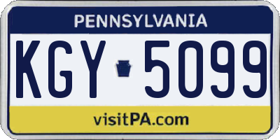 PA license plate KGY5099