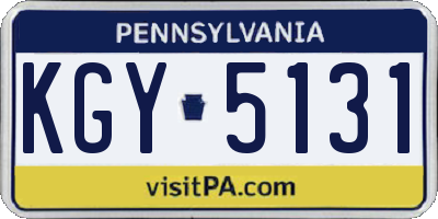 PA license plate KGY5131