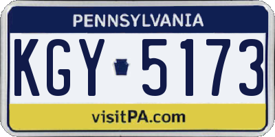 PA license plate KGY5173