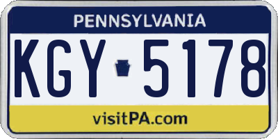 PA license plate KGY5178