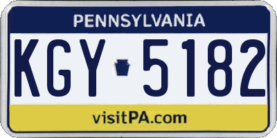 PA license plate KGY5182