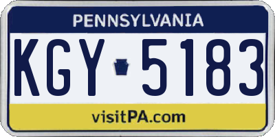PA license plate KGY5183