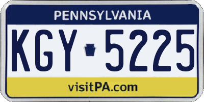 PA license plate KGY5225