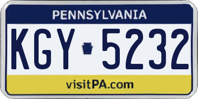 PA license plate KGY5232