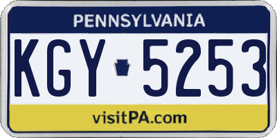 PA license plate KGY5253