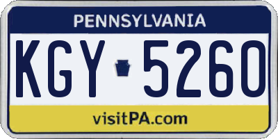PA license plate KGY5260