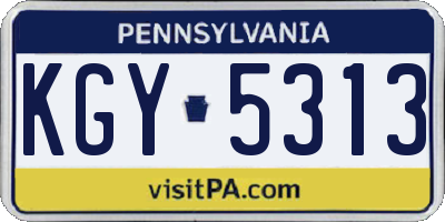 PA license plate KGY5313