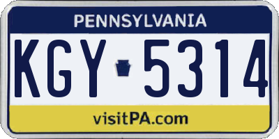PA license plate KGY5314