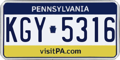 PA license plate KGY5316
