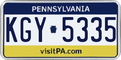 PA license plate KGY5335