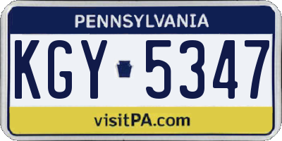 PA license plate KGY5347
