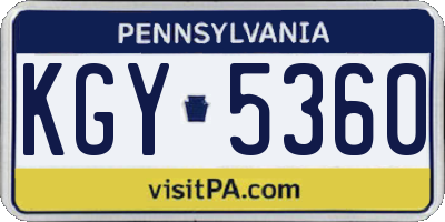 PA license plate KGY5360