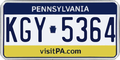 PA license plate KGY5364