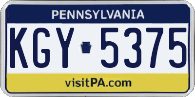 PA license plate KGY5375