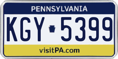 PA license plate KGY5399
