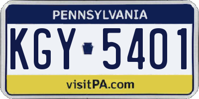 PA license plate KGY5401
