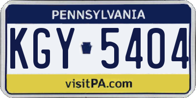 PA license plate KGY5404