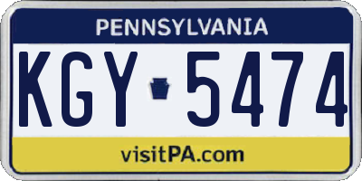 PA license plate KGY5474