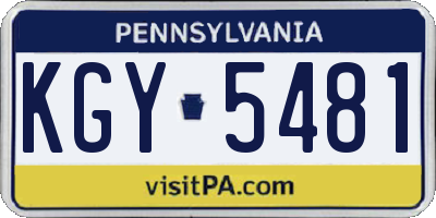 PA license plate KGY5481