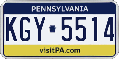 PA license plate KGY5514