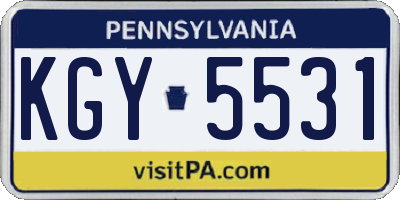 PA license plate KGY5531