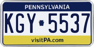 PA license plate KGY5537