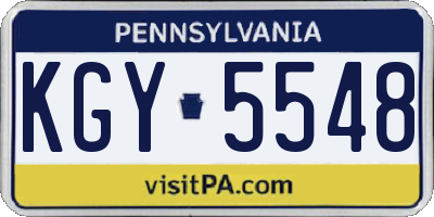 PA license plate KGY5548