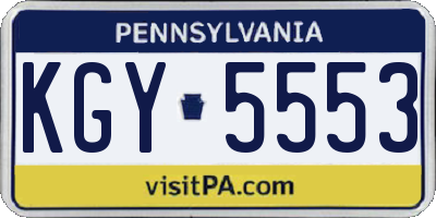 PA license plate KGY5553