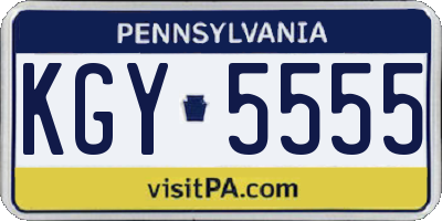 PA license plate KGY5555
