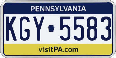 PA license plate KGY5583