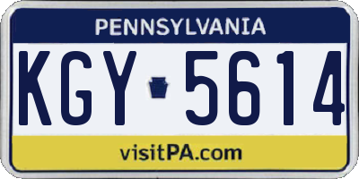 PA license plate KGY5614