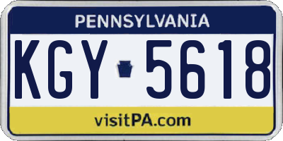 PA license plate KGY5618