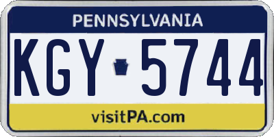 PA license plate KGY5744