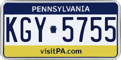 PA license plate KGY5755
