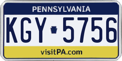 PA license plate KGY5756