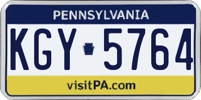 PA license plate KGY5764