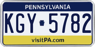 PA license plate KGY5782