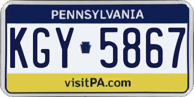 PA license plate KGY5867