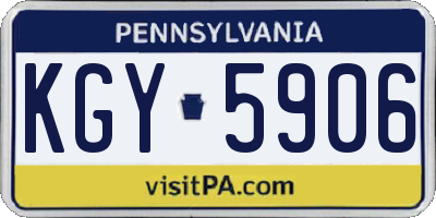 PA license plate KGY5906
