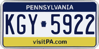 PA license plate KGY5922