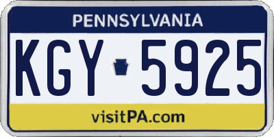 PA license plate KGY5925