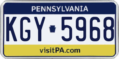 PA license plate KGY5968