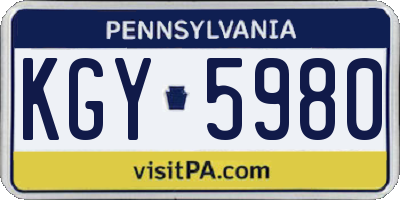PA license plate KGY5980
