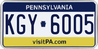 PA license plate KGY6005