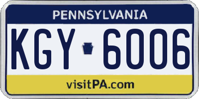 PA license plate KGY6006
