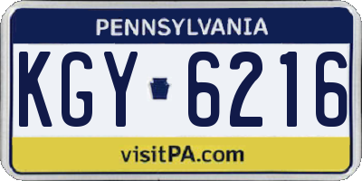 PA license plate KGY6216