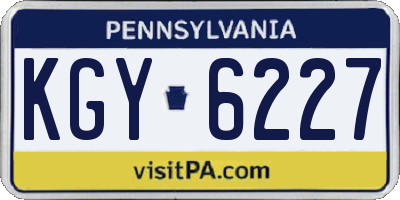 PA license plate KGY6227